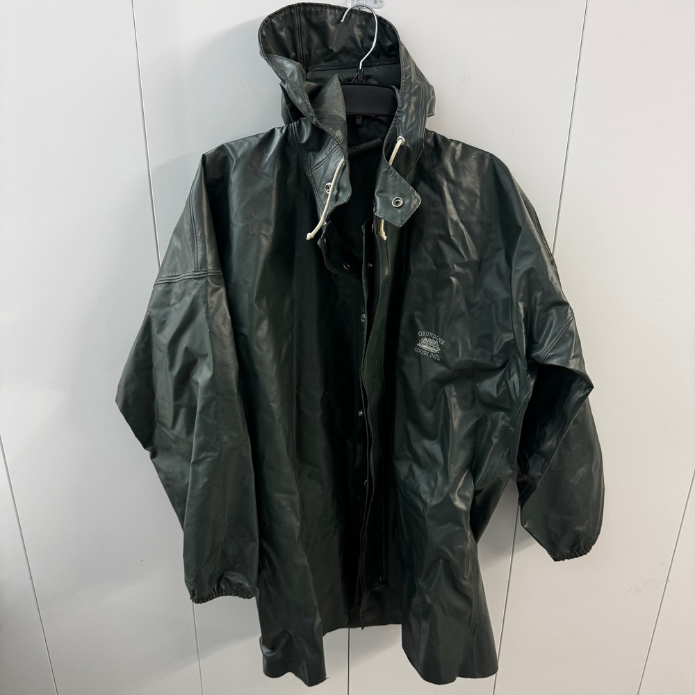 Grundens of Sweden Cofish Intl Rain Jacket Mens Medium Green PVC Fishing Parka